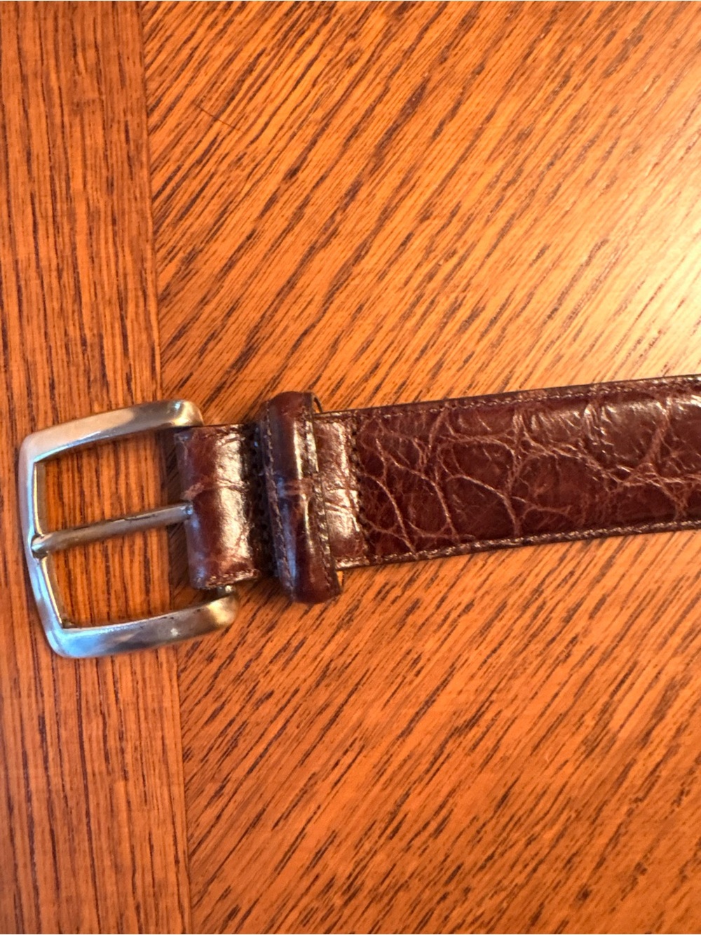 Brighton Men's Genuine Leather Belt Size 40 Crocodile Embossed Brass Buckle